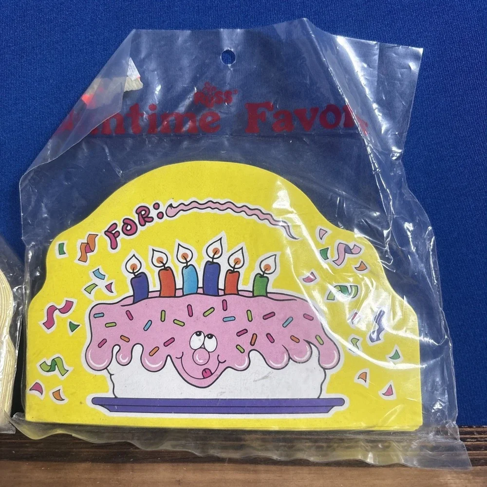 Rare Vintage Russ Birthday Party Favor Mini Bags Attached Cards Sealed 12